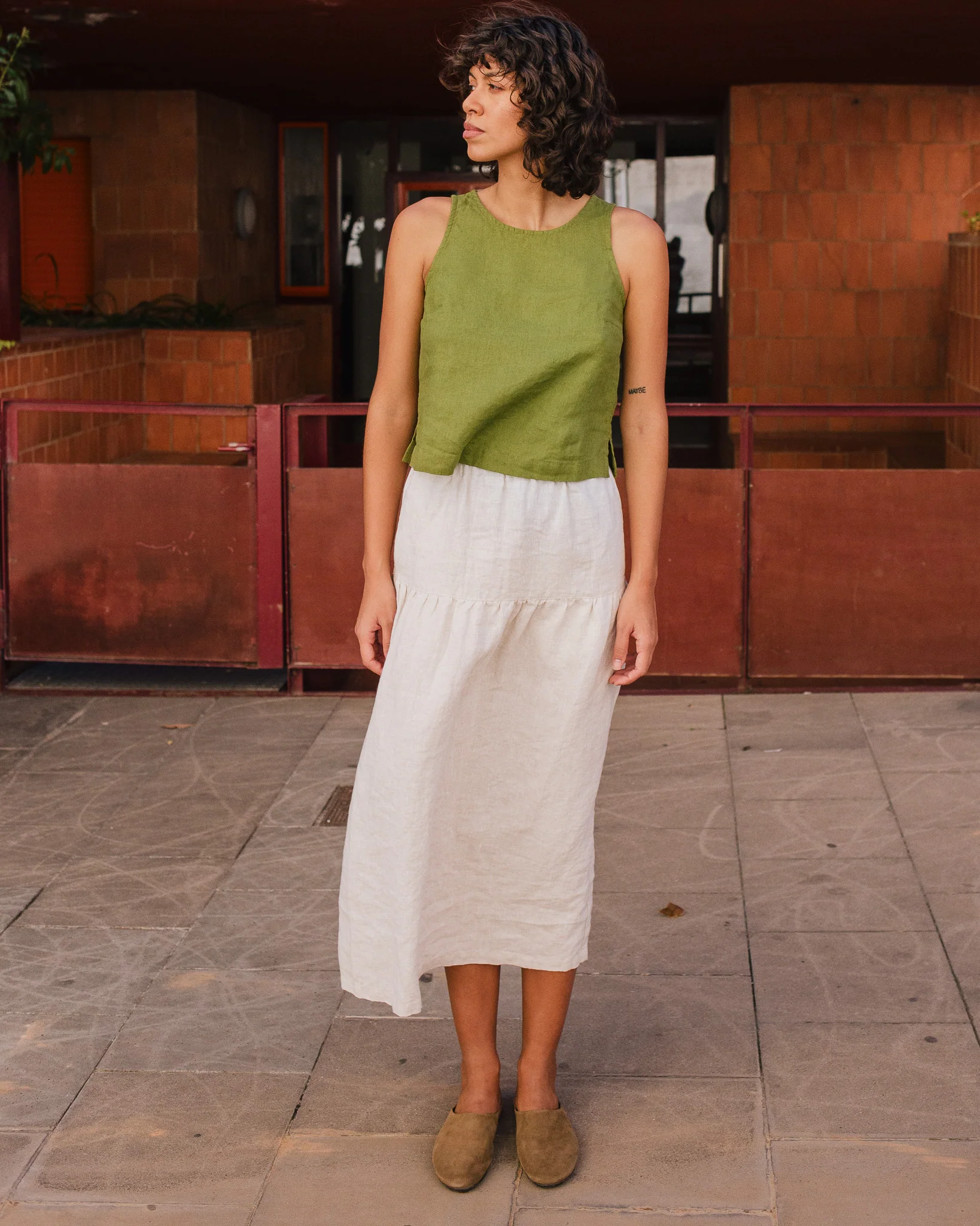 ANJALI two-tier linen skirt - Image 2