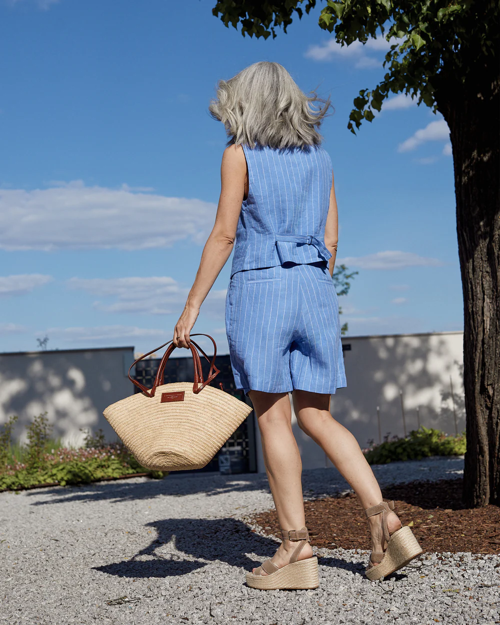 Blue Pinstripe Linen Vest - Image 7