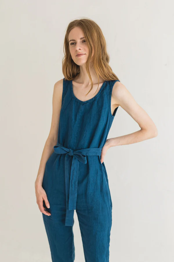 teal sleeveless jumpsuit - Image 2