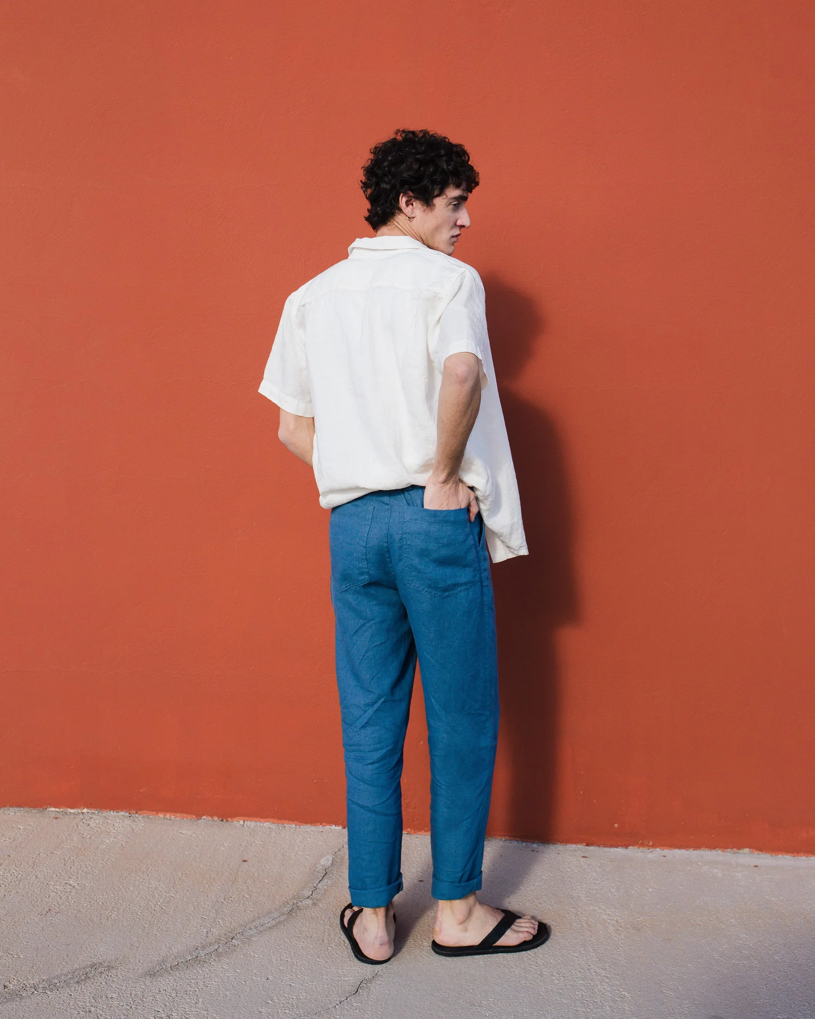 Teal Linen Trousers - Image 6