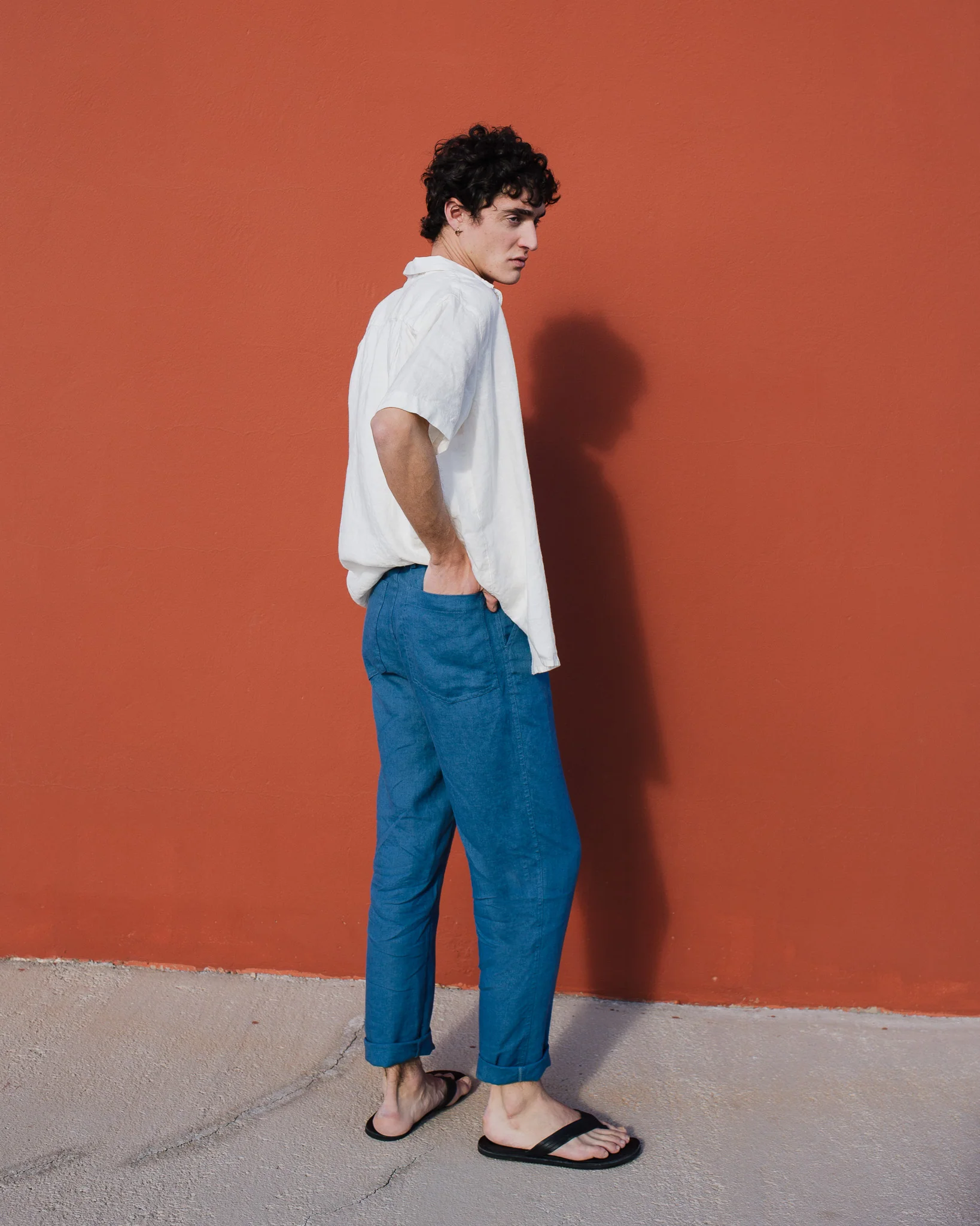 Teal Linen Trousers - Image 3
