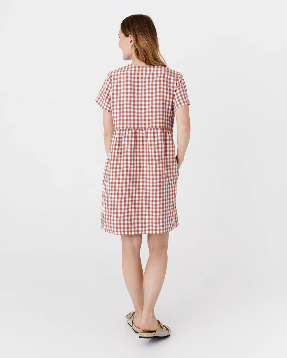 rust and white gingham dress - Image 3