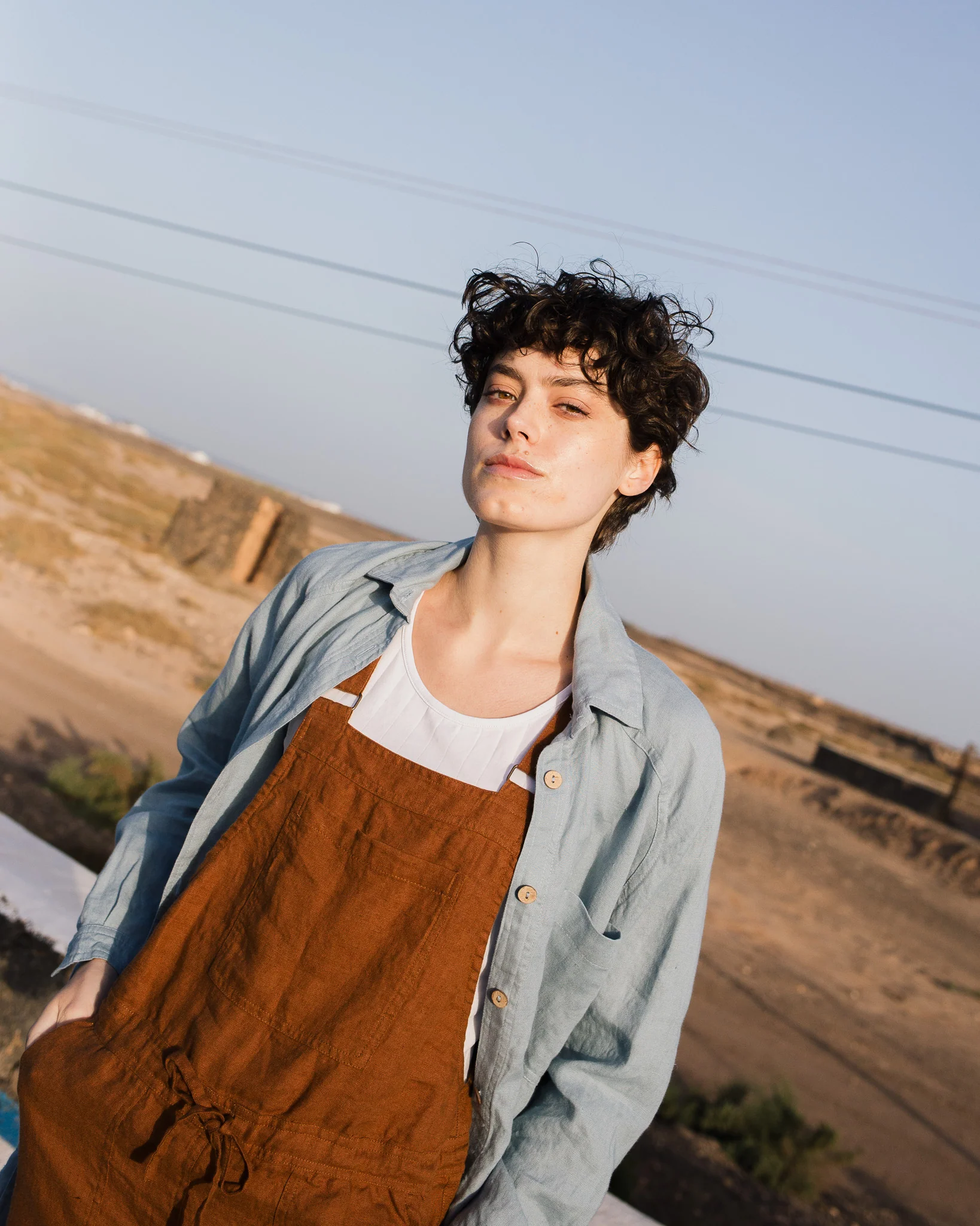 rust - colored linen jumpsuit - Image 2