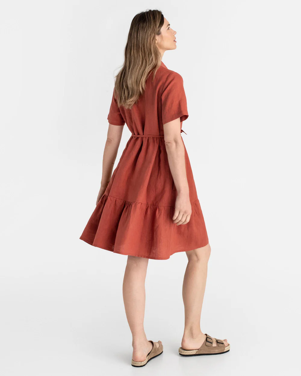 rust - colored shirt dress - Image 3