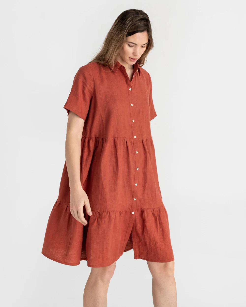 rust - colored shirt dress - Image 2
