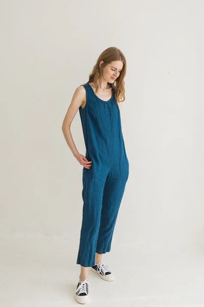 teal sleeveless jumpsuit