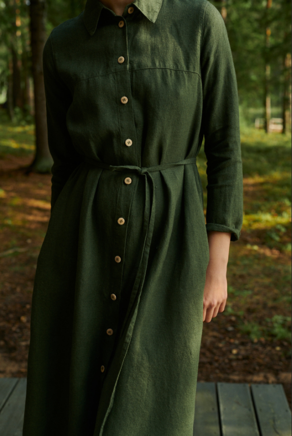 Astrid Linen Wool Blend Dress - Image 3