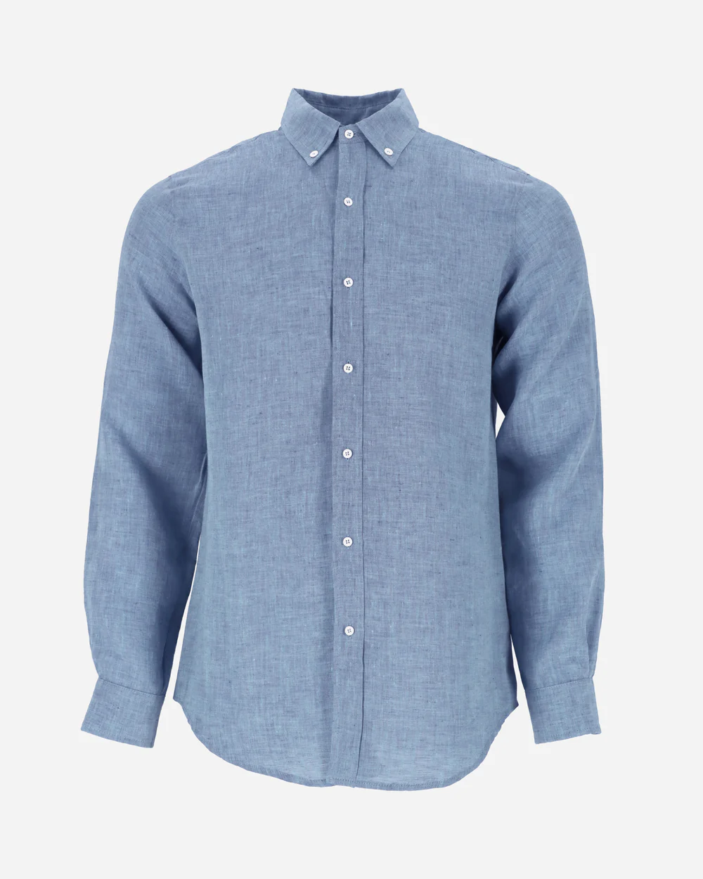 Blue Linen Long - Sleeve Shirt - Image 4