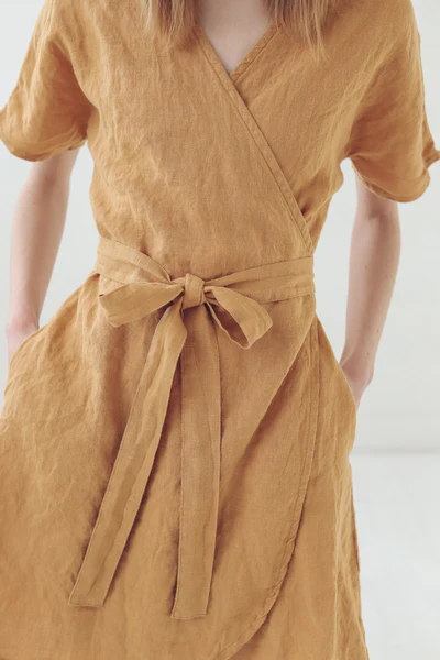 mustard - hued wrap dress - Image 6