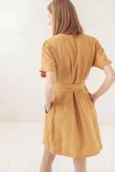 mustard - hued wrap dress - Image 5