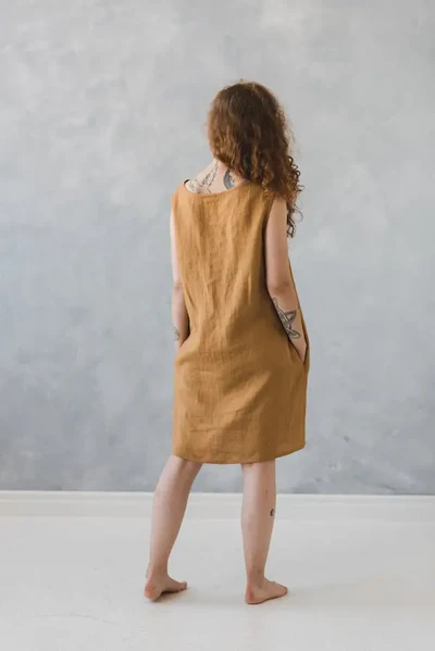 linen dress with tie belts epic linen - Image 2