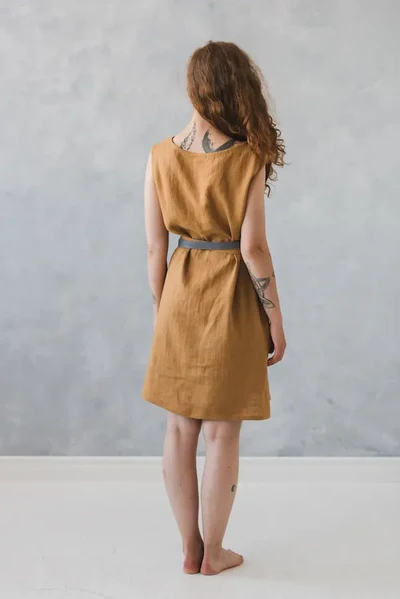 linen dress with tie belts epic linen - Image 4