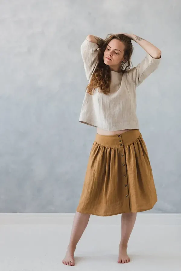 linen skirt with buttons epic linen - Image 2