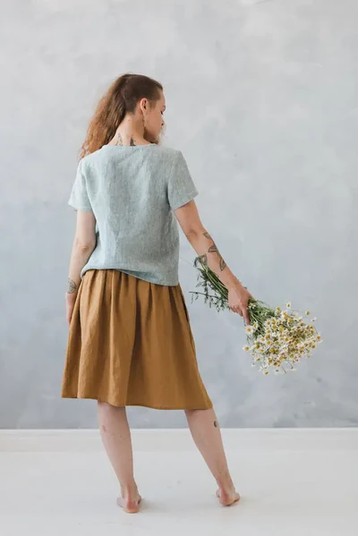 linen skirt with buttons epic linen - Image 3