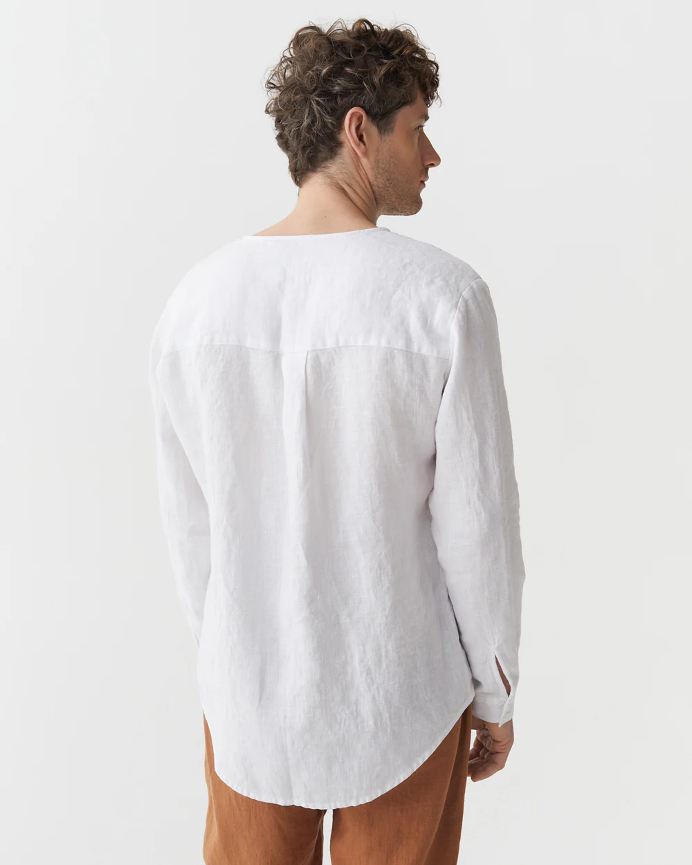 White Linen Long - Sleeve Top - Image 2