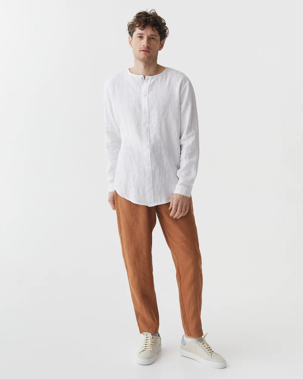 White Linen Long - Sleeve Top - Image 4