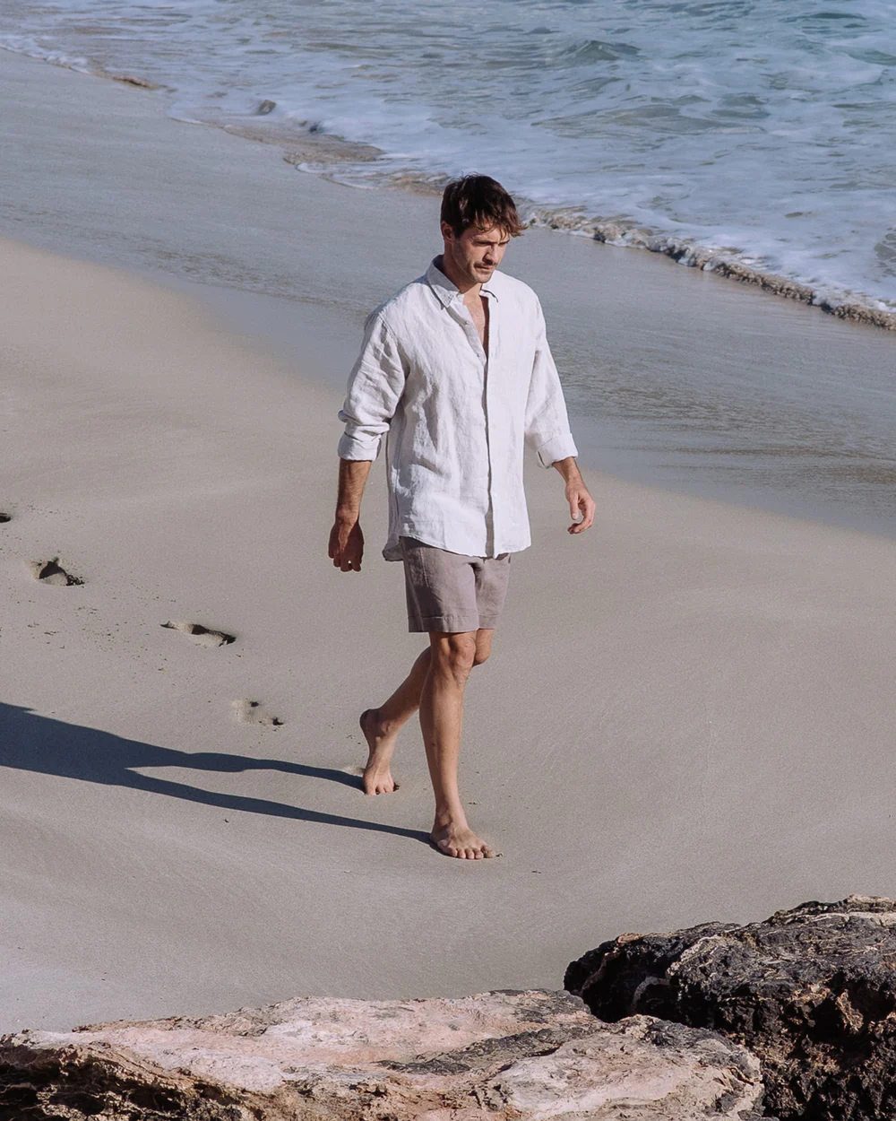 Taupe Linen Shorts - Image 4