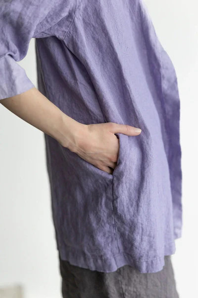 Lilac Linen Oversized Shirt Jacket - Image 3